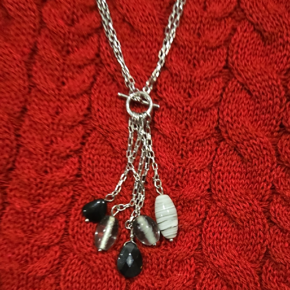 Lia Sophia Silver and Black Multi-Pendant Necklace